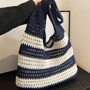 Women's Crochet Woven Tote Handbag