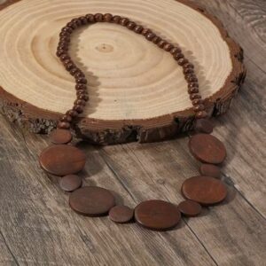 Bohemian Wooden Beaded Elastic Necklace