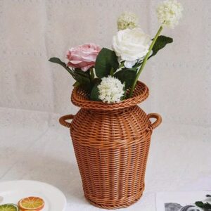 Tall Woven Rattan Decorative Vase