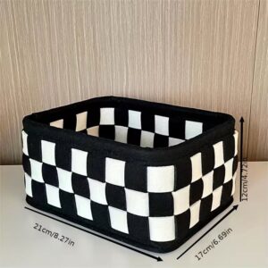 Black & White Plaid Storage Basket