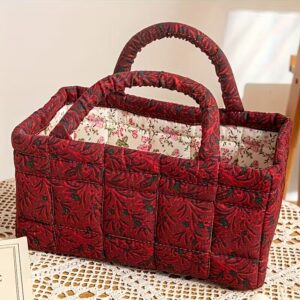 Vintage Floral Quilted Storage Basket