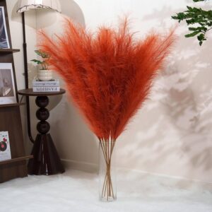 Orange Faux Pampas Grass Bouquet (13 Pieces)