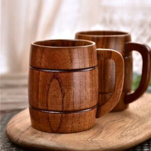 Natural Wooden Handle Barrel Mug